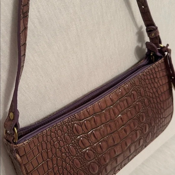 Vintage Brahmin Y2K Croc Embossed Leather Handbag Shoulder Mini Bag w/ Dust Bag - Picture 4 of 16